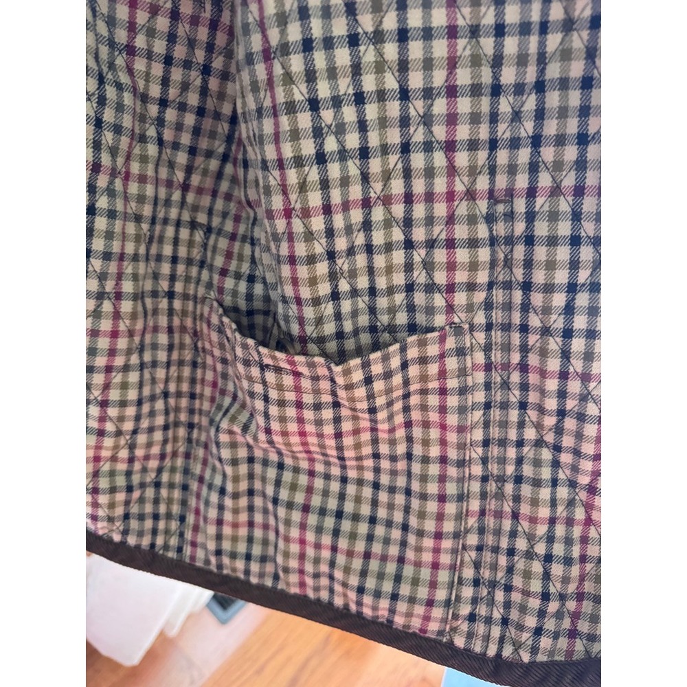 Vintage Orvis Quilted Barn Jacket Plaid Lined Black XL Corduroy Trim Chore Coat - Picture 7 of 8